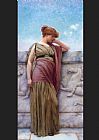 Balcony Paintings - Leaning on the Balcony by John William Godward